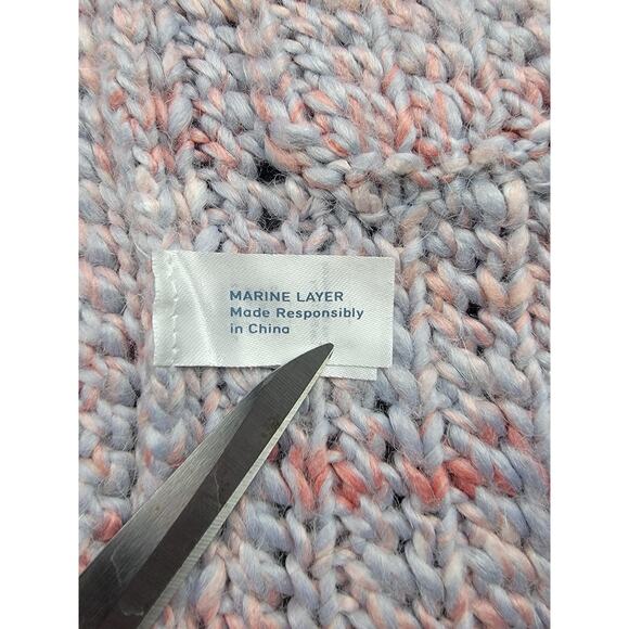 Marine Layer Cardigan Sweater Womens XS Purple Chunky Knit Pockets Wool Alpaca - Picture 5 of 13